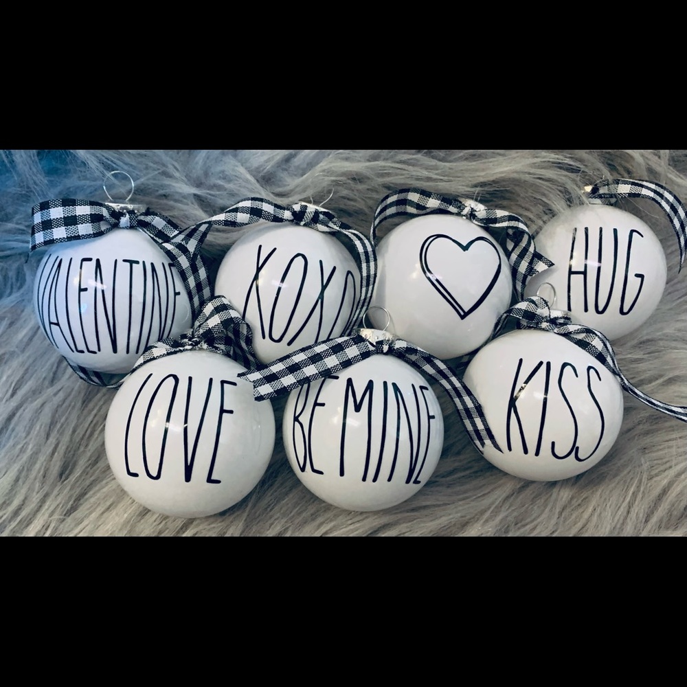 Rae Dunn Inspired Ornament Set Rustic Farmhouse Checked/Plaid